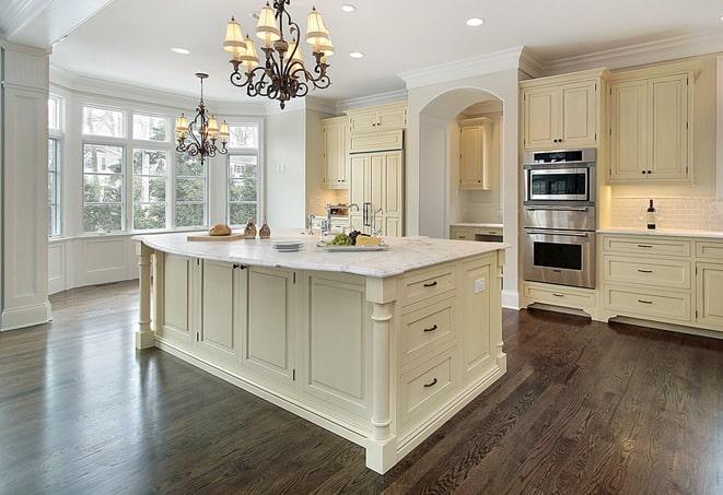 hardwood-look laminate flooring in a newly renovated kitchen in Tanner